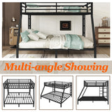 Thctvous Queen Over King Bunk Bed,Heavy-Duty Metal Bunk Bed Frame for Adults Teen Kids,2 Side Ladder,Guardrail,Space-Saving,Noise Reduced,No Box Spring Needed,Black (Queen Over King) Thctvous