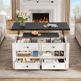 YITAHOME Coffee Table Lift Top, Multi-Function Convertible Coffee Table with Drawers and Hidden Compartment, Converts to Dining Table for Living Room YITAHOME
