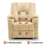 MCombo Zero Gravity Power Recliner Chair with Heat and Vibration Massage, Reclining Chair with USB & Type C Ports, Cup Holders for Living Room, Fabric 8015 (Beige) MCombo