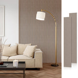 Wood Slat Acoustic Panels, 106" x 12.6" Each Soundpoof Wooden Slat Wall Panel - Walnut, 2 Pack SMARTSTANDARD