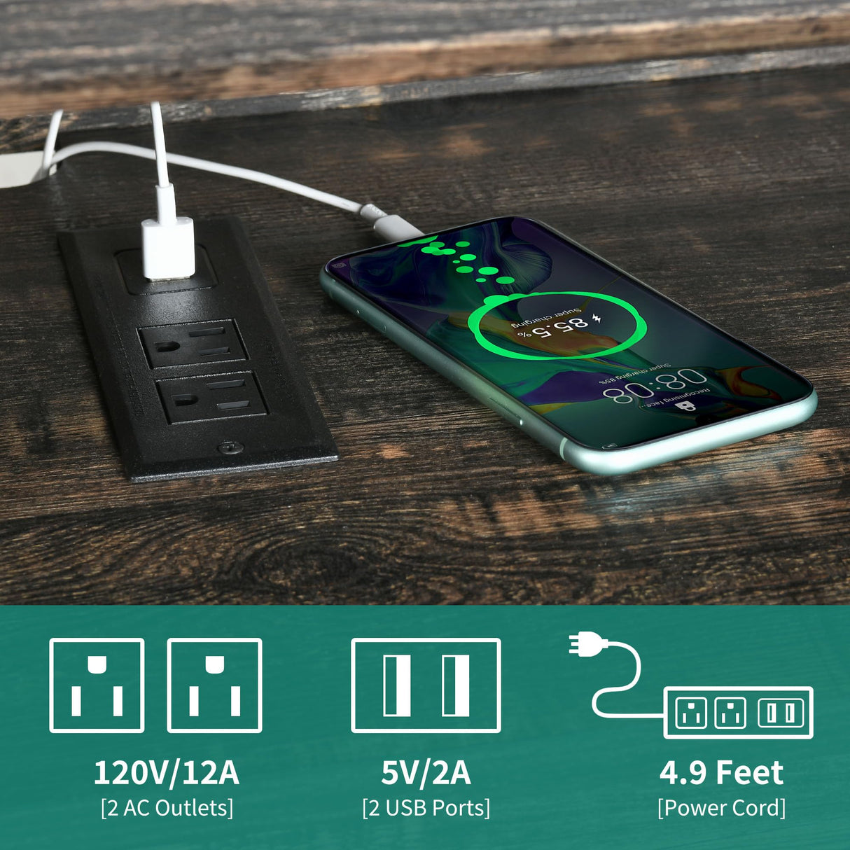 YITAHOME LED Farmhouse TV Stand for 75 Inch w/Outlets, Modern Entertainment Center with Glass Doors and Adjustable Storage Shelves, Media Console TV Cabinet for for Living Room, Dark Rustic Oak YITAHOME