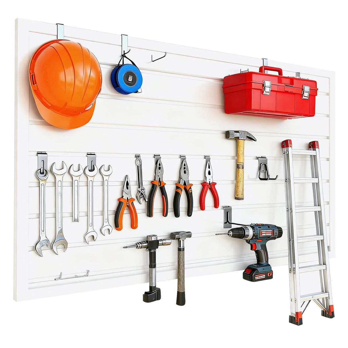 Yuzzy Slat Wall Paneling 2 x 4ft, Garage Slatwall Panel Wall Storage Systems, Heavy Duty PVC Garage Wall Organization (White) Yuzzy