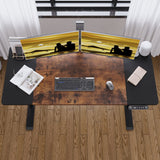 Jceet Adjustable Height Electric Standing Desk, 55 x 24 Inch Sit Stand Computer Desk with Lockable Casters, Stand Up Desk Table for Home Office, Black Frame/Rustic Brown + Black Top Jceet