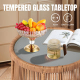 PROHIKER 3 Pieces Outdoor Wicker Bistro Patio Furniture Set, Porch Furniture Rattan Conversation Sets with Side Table and Cushions for Garden Poolside Backyard, Yellow/Black PROHIKER