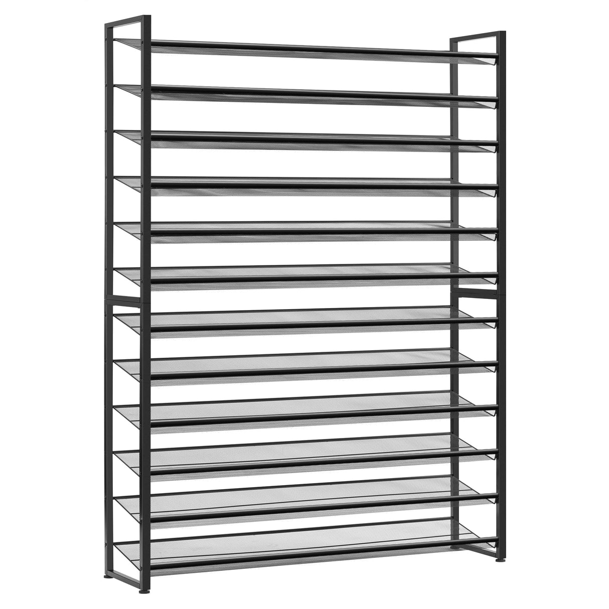 Nunsino Shoe Rack, Long Shoe Organizer,Max Holds 75 Pairs,12 Tier Metal Shoe Storage Shelf,6-Tier Stackable Shoes Organizer for Garage, Entryway,Black Nunsino