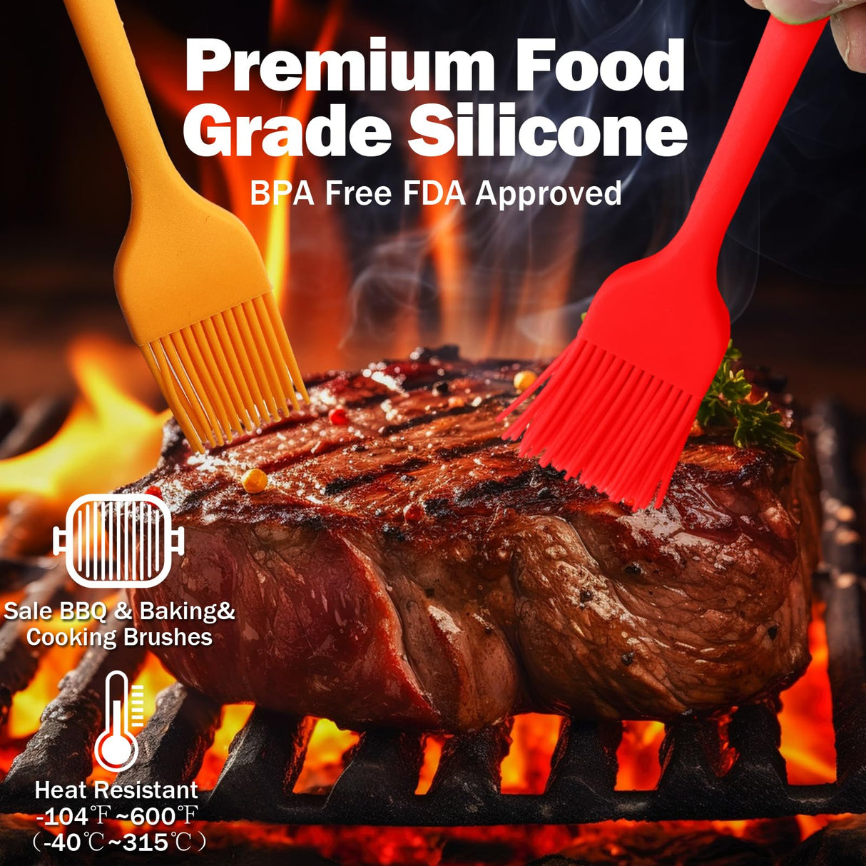 Craebuer Silicone Basting Pastry Brush, 5 Pack Heat Resistant Cooking Brush for Oil Butter Sauce, Food Brush for BBQ Grill Barbeque Kitchen Baking Cooking Craebuer