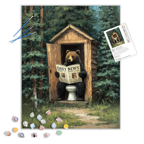 ARNLRDYA Bears on Toilet Paint by Number Kits, Bathroom Poster, Forest Paint by Numbers for Adults, Animals Acrylic Painting for Gift Home Decor(16×20inch, Unframe) ARNLRDYA