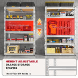 ZEUKMXOO 2200LBS Garage Storage Shelving Unit, 59" H 5-Tier Heavy Duty Storage Shelves, Adjustable Utility Shelf, Metal Rack for Basment Pantry Closet, Garage ZEUKMXOO