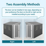 LINKHOO 4 x 10 FT Metal Outdoor Storage Shed with Windows and Foundation, Lean to Storage Sheds w/Lockable Door & Air Vents, All Weather Waterproof Garden Tool House for Backyard, Patio, Lawn, Gray LINKHOO