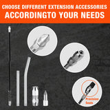 ValueMax Grease Gun, 6000PSI Heavy Duty Grease Gun Kit with 18inch Flexible Hose, 2 Extension Rigid Pipe, 2 Reinforced Couplers and 1 Special Sharp Nozzle, 14oz Load Capacity ValueMax