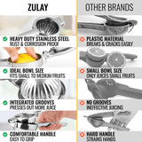Zulay Kitchen Lemon Squeezer Stainless Steel - Premium Quality, Heavy Duty Solid Metal Squeezer Bowl - Large Manual Citrus Press Juicer and Lime Squeezer Stainless Steel Zulay Kitchen