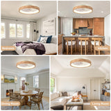 Oaks Aura 20” Ceiling Fan with Light, 3 Color Dimmable LED, 6 Speeds,Reversible DC Motor, Wooden Flush Mount Low Profile Ceiling Fans with Lights and Remote for Bedroom/Kidsroom/Dinng Room Oaks Aura