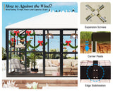 HOWE 14x9.5x9 FT Pavilion Styled Greenhouse with Clear Panels Double Swing Doors, 6 FT Wall Height Hybrid Polycarbonate Greenhouse, Green Houses for Outdoors, Sunroom Black HOWE