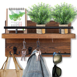 OurWarm Wall Mounted Key Holder / Hangers for Wall Decorative with 5 Key Hooks, Wooden Mail Rack Organizer with Shelf, Rustic Home Decor for Entryway Mudroom Hallway Office, Brown OurWarm