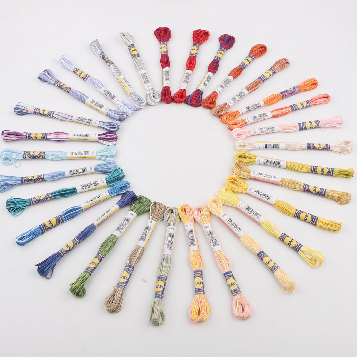 AMOHilos 30 Skeins Variegated Mercerized Egyptian Cotton Rainbow Color for Embroidery Floss Cross Stitch Threads Friendship Bracelets Floss Craft Floss (30 Colors Set) AMOHilos