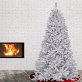 National Tree Company Pre-Lit Artificial Full Christmas Tree, White, North Valley Spruce, White Lights, Includes Stand, 7 Feet National Tree Company
