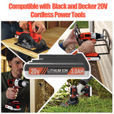 PEYESTEN 2 Pack 3.0Ah 20v Battery Replacement for Black and Decker 20v Max Lithium Battery LBX20, Compatible with All Black and Decker 20v Cordless Power Tools and Charger. PEYESTEN