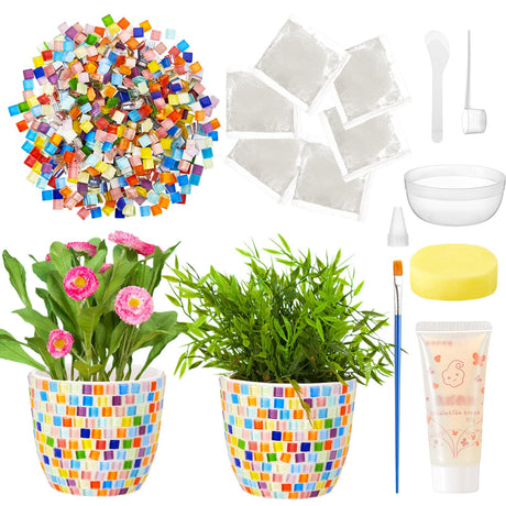 Tioncy 2 Set DIY Vase Mosaic Kit for Adults Gift, DIY Arts and Craft Kits with Vase Flower Mosaic Accessories Art Kit for Room Decor Craft Lovers Handmade, Home Decor Gifts(Rainbow) Tioncy