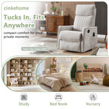 cinkehome Heated Massage Swivel Rocker Recliner Chair Nursery - Small Space Reclining Chair with Lumbar Support, 360° Swivel & Gentle Rocking, Ergonomic High Back Chenille Fabric Beige cinkehome