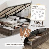 LUXOAK King Size Lift Up Storage Platform Bed Frame, Metal Bed Frame with Wooden Slats Support, No Box Spring Needed, Large Storage Space, Noise Free, Easy Assembly, Rustic Grey LUXOAK