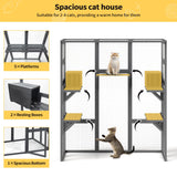 NYEEKOY 71Inches Large Wood Catio Outdoor Cat Enclosure with Perches and Condos, Cat House Indoor with Waterproof Roof, Cat Shelter 7 Platforms & 2 Resting Box, UV Resistant (Grey) Nyeekoy