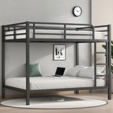 Metal Full Over Full Bunk Bed for Kids,Heavy Duty Adults Bunk Beds with Guardrail & Ladders,Full Size Bunk Beds for Teens,Adults,Black Bellemave