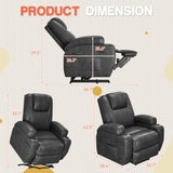 Electric Power Lift Recliner Chair with Massage for Elderly Corduroy Fabric Recliner Single Sofa with Cup Holders, Side Pockets and Remote Control for Living Room Bedroom (Leathaire, Dark Gray) Furmax