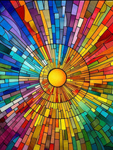 QAZWSX Stain Glass Rainbow Sun Diamond Painting Kit 30x40cm QAZWSX