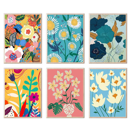 6 Pack Paint by Number for Adults-Paint by Numbers Kit for Adults Flowers, Floral Easy Painting by Number Perfect for Gift Home Wall Decor (6 Pack, 8x12 inch) HITO