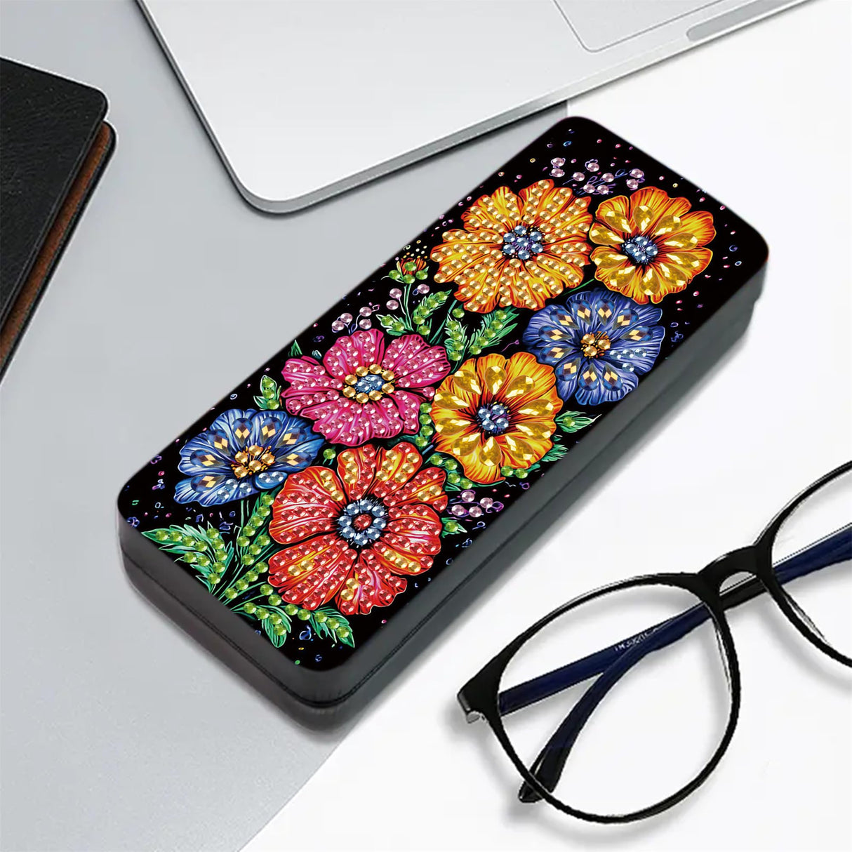 DIZAKIM 1pcs 5d Diamond Art Kits for Adults Small Diamond Painting Kit Gem Art Paint by Diamonds Dots Eyeglasses Case DIY for Beginner Women (#10) DIZAKIM