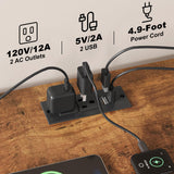 EKNKOZY Dresser with 8 Drawers, Chest of Drawers with LED Lights & Power Outlets, TV Stand Dresser for Bedroom, Wide Fabric Dresser with Shelf for Storage and Organization (Rustic Brown) EKNKOZY