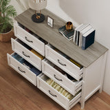 Gizoon 6 Drawer Dresser, 47.2" W Chest of Drawers, Modern Dresser for Bedroom, Wood TV Stand for Living Room, with Smooth Rail, Metal Handles, Anti-tip, for Hallway, Entryway, Grey Gizoon