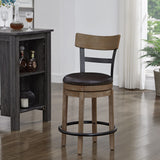 Ball & Cast Swivel Counter Height Barstool 24 Inch Seat Height Light Brown Set of 1, Brown Seat Ball & Cast