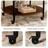 FABATO Round Lift Top Coffee Table with Wheels, Circle Center Table with Storage and Compartment, 26.77’’ Rolling Coffee Table for Living Room, 2 Tier Small Coffee Table Circle Dining Table, Espresso FABATO