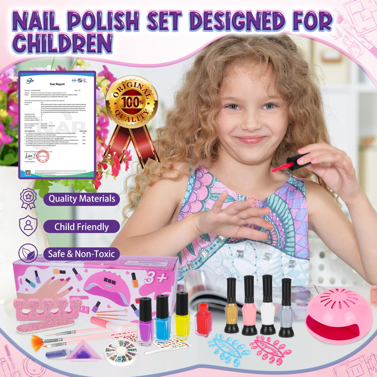 EULRGAUS Kids Nail Polish Set for Girls, 27PCS Nail Art Kit with Nail Dryer, Non Toxic Nail Polish kit and Fake Nails for Kids, Girl Toys Age 6-8, Halloween Christmas Birthday Gifts for Girls 8-12 EULRGAUS