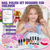 EULRGAUS Kids Nail Polish Set for Girls, 27PCS Nail Art Kit with Nail Dryer, Non Toxic Nail Polish kit and Fake Nails for Kids, Girl Toys Age 6-8, Halloween Christmas Birthday Gifts for Girls 8-12 EULRGAUS