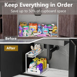 Ceetug Under Sink Organizers and Storage 2 Tier Slide Out Kitchen Cabinet Organizer Sturdy Metal Bathroom Storage (White, 1 Pack) Ceetug