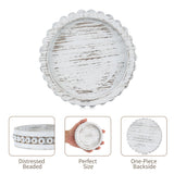 Hanobe Wood Plate Candle Holder: Small Candle Plate Set of 3 Decorative White Washed Beaded Candle Tray Round Candle Stick Holders Farmhouse Table Centerpiece for Fireplace Dining Room Home Decor Hanobe