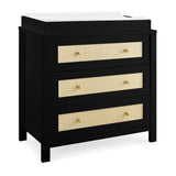 Simmons Kids Theo 3 Drawer Dresser with Changing Top and Interlocking Drawers, Black/Textured Almond Delta Children