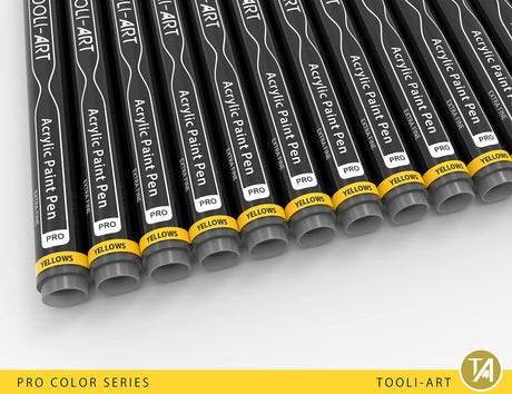 Acrylic Paint Pens 22 Yellow & Brown Tones Assorted Pro Color Series Markers Set 0.7mm Extra Fine Tip for Rock Painting, Glass, Mugs, Wood, Metal, Canvas, Projects, Non Toxic, Waterbased, Quick Drying TOOLI-ART