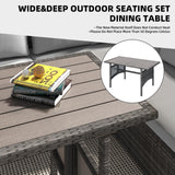 AECOJOY Patio Furniture Set, 7 Pieces Outdoor Patio Furniture with Dining Table&Chair, All Weather Wicker Conversation Set with Ottoman, Grey Rattan&Grey Cushion AECOJOY