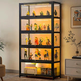 iusyugh 5-Tier Curio Display Cabinet, Storage Shelves with Acrylic Door, Collectibles Toy Organizers Rack & Display Shelf, Display Case for Playroom Bedroom Toddler's Room Kids Bookcase iusyugh