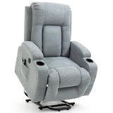 Trustyue 2024 Power Lift Recliner Chair with Heat and Massage for Elderly, Electric Recliner Chairs with Standing Assistance, 2 Cup Holders, 4 Pockets, USB Charge Port, Linen Fabric Teal Gray Trustyue