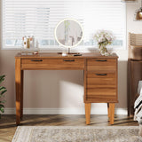 Tribesigns 47" Computer Desk with 3 Drawers, Farmhouse Office Desk with Storage, Wood Teacher Desk Writing Table with File Drawers for Home Office, Bedroom, Study Room, Brown Tribesigns