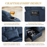 TCGBKAF Loveseat Recliner Sofa with Flip-up Console,Reclining Loveseat Sofa Wall Hugger Recliners for Small Spaces,Dual Manual Recliner Couches with Cup Holders for Living Room (Velvet Blue) TCGBKAF