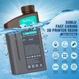 SUNLU Water Washable Resin 2000g, Fast Curing 3D Printer Resin for LCD DLP SLA Resin 3D Printers, 395 to 405nm UV Curing 3D Printing Liquid Photopolymer Resin, Low Shrinkage High Precision, 2kg, Grey SUNLU