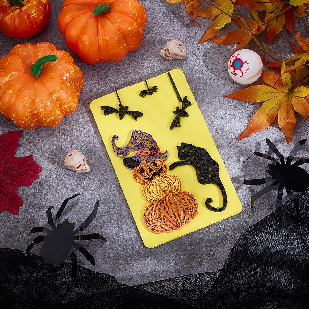 WEBEEDY 20 Sets Halloween Paper Quilling Kit for Adult Beginner 5 Styles Spooky Castle Pumpkin Cross Happy Halloween Greeting Card Making Kit with Instruction Handmade Card for Party Decor WEBEEDY