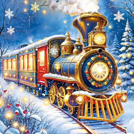 SENQAO Train Diamond Art Kits for Adult, Christmas Diamond Painting Kits for Beginners, DIY Full Drill Winter Holdiay Rhinestone Diamond Dots Gem Painting Art Craft Home Decor 12 x12 Inch SENQAO