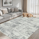 8x10 Area Rugs for Living Room - Washable Rug Modern Abstract Soft Large Neutral Non-Slip Carpet Indoor Floor Stain Resistant Thin Carpets for Bedroom Dining Room Farmhouse Nursery Home Office Grey PLHXFR