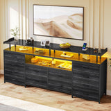 BTHFST 12 Drawers TV Stand Dresser for 65/70 inch TV, Entertainment Center with LED Lights & Power Outlets, 63" Large LED TV Stand, TV Console for Bedroom BTHFST